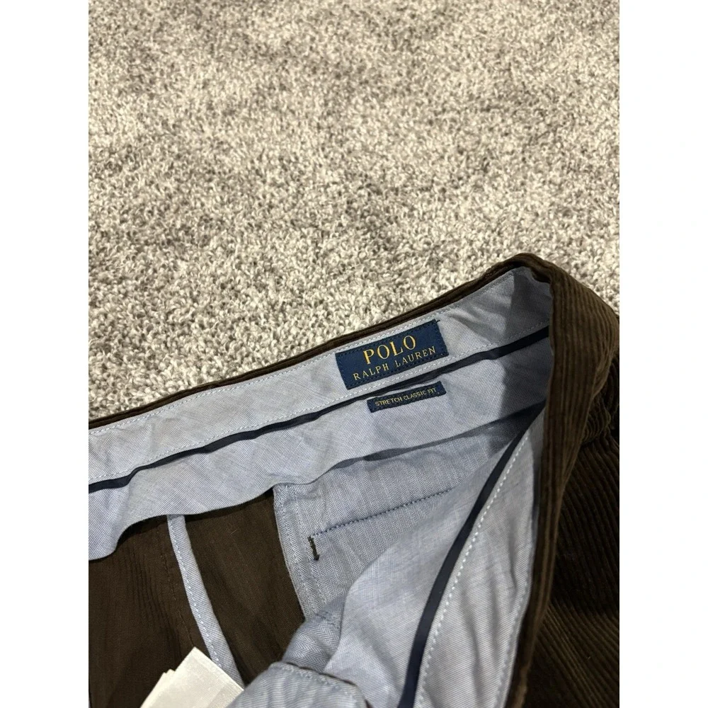 Polo Ralph‎ Lauren Corduroy Pants 34x30 Brown Stretch Classic Fit Straight Leg